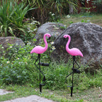 Decorative Solar-Powered Flamingo Garden Stake with Adjustable Tray and Spike Attachment | High & Bury