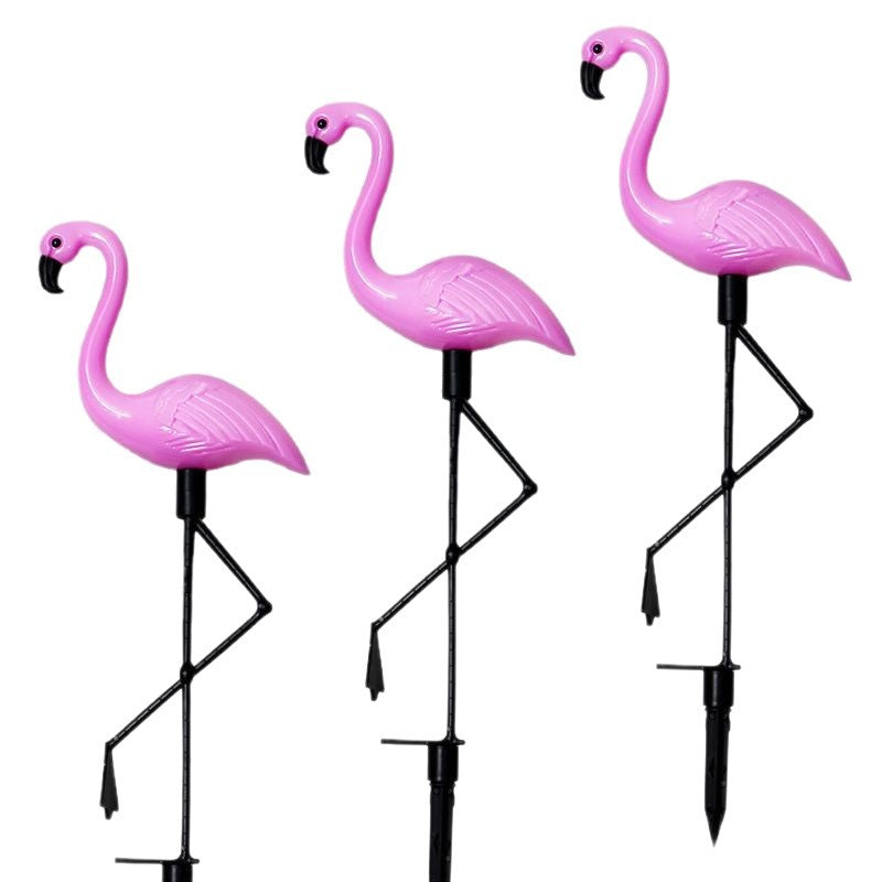 Decorative Solar-Powered Flamingo Garden Stake with Adjustable Tray and Spike Attachment | High & Bury