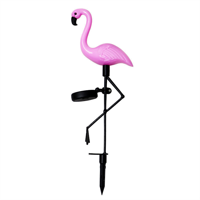 Decorative Solar-Powered Flamingo Garden Stake with Adjustable Tray and Spike Attachment | High & Bury