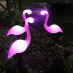 Decorative Solar-Powered Flamingo Garden Stake with Adjustable Tray and Spike Attachment | High & Bury