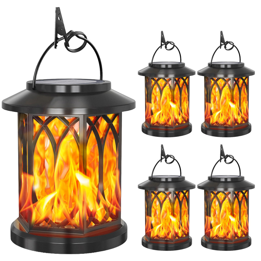 Decorative Solar-Powered Hanging Lantern for Outdoor Use with Iron Mesh Frame | High & Bury