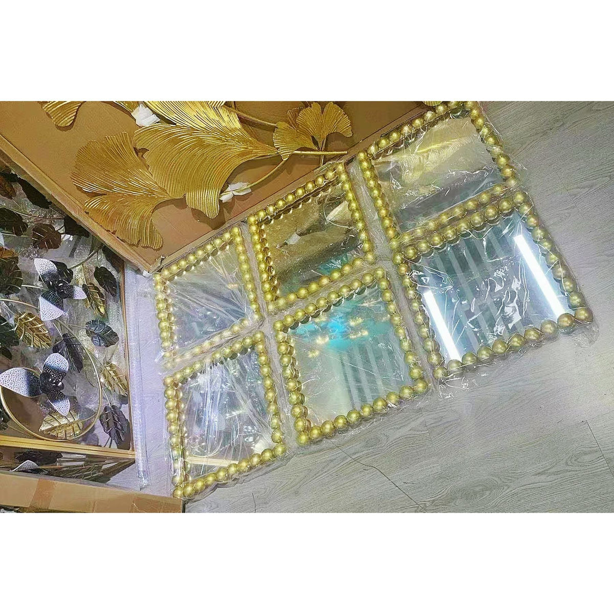 Decorative Square Wall Mirror with Beaded Frame | High & Bury