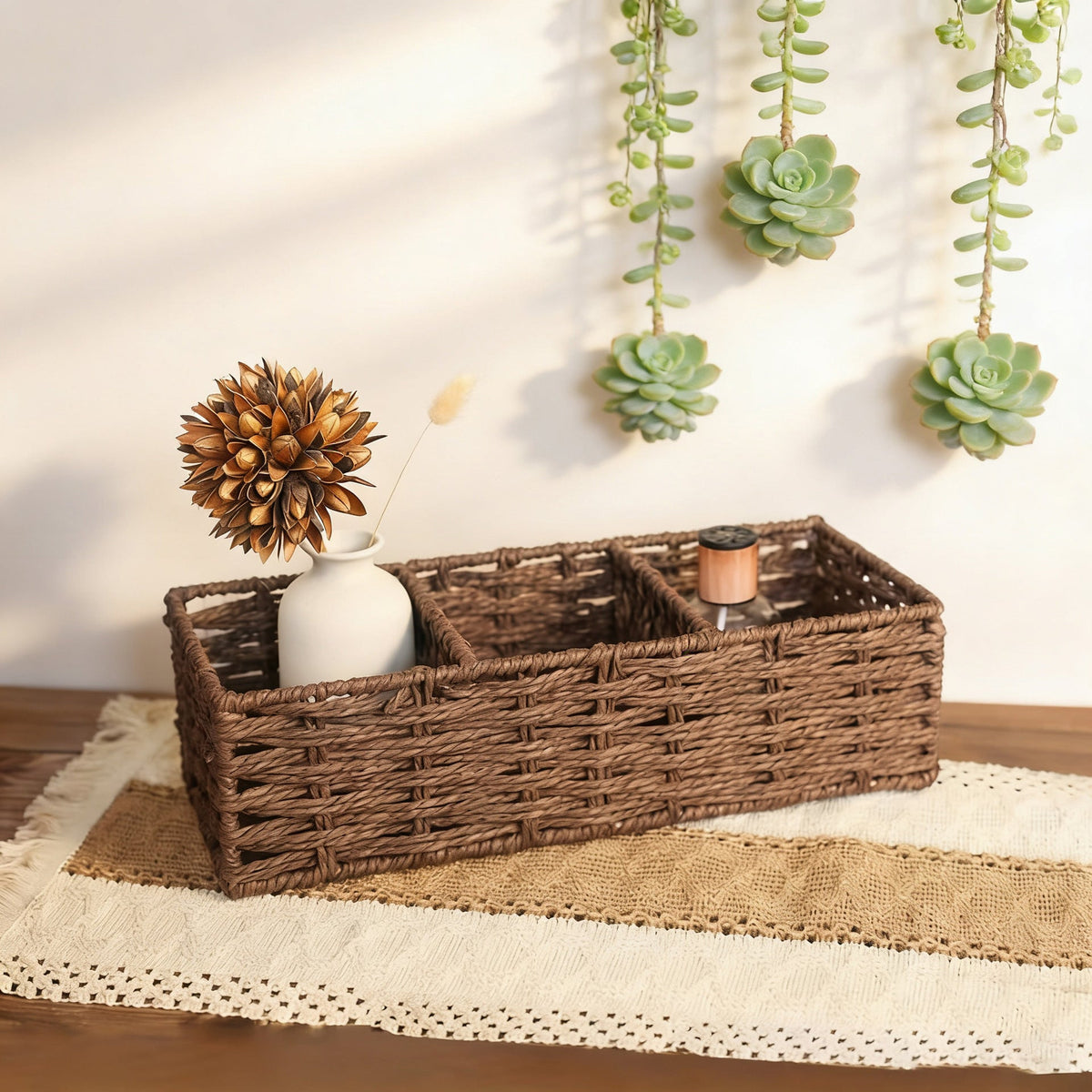 Decorative Storage Basket Gray Brown | High & Bury