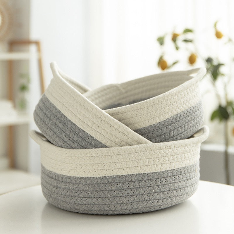 Decorative Storage Basket Gray Khaki | High & Bury