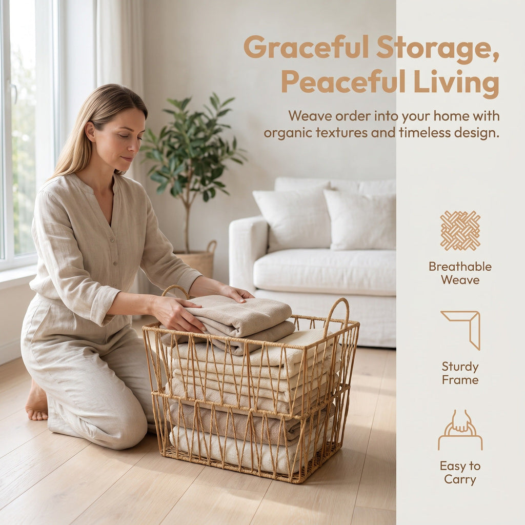 Decorative Storage Basket made of Woven Natural Material | High & Bury
