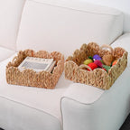 Decorative Storage Basket made of Woven Natural Material Small Green Beige | High & Bury