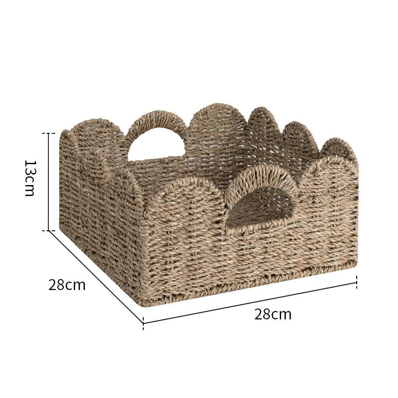 Decorative Storage Basket made of Woven Natural Material Small Green Beige | High & Bury