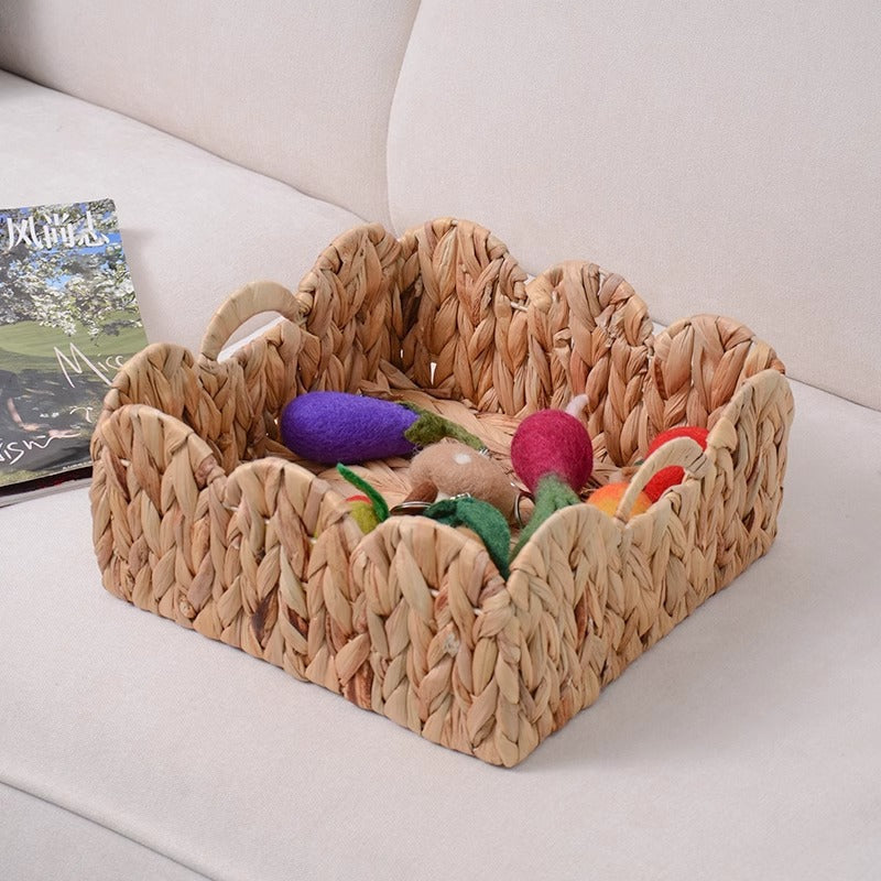 Decorative Storage Basket made of Woven Natural Material Small Green Beige | High & Bury