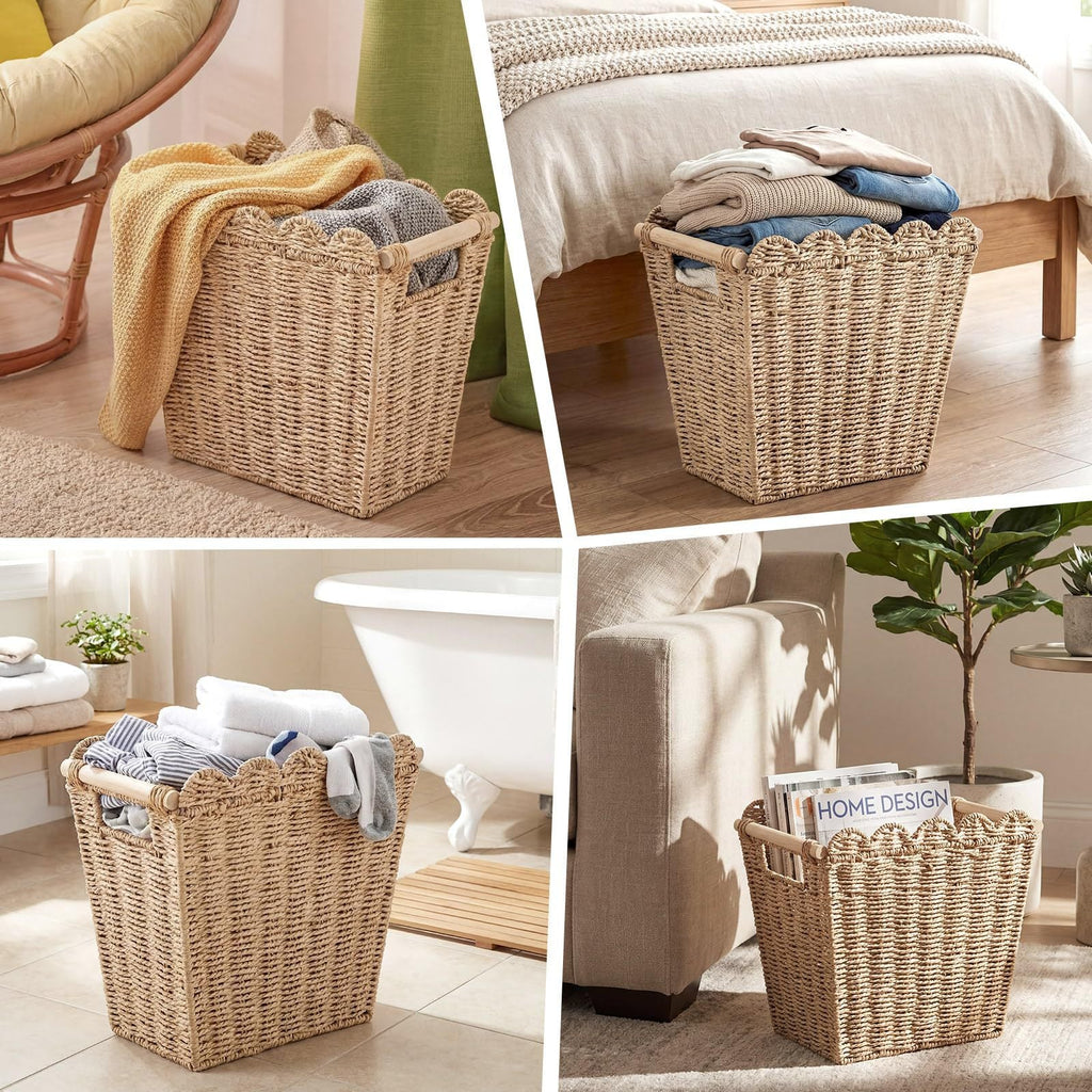 Decorative Storage Basket with Wave Edge | High & Bury