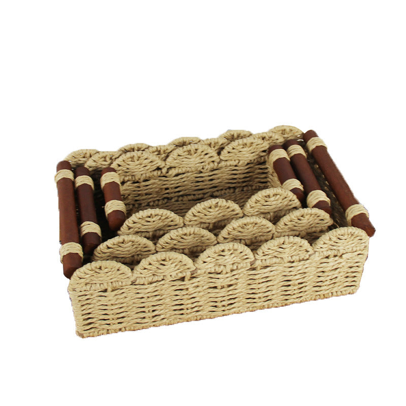 Decorative Storage Basket Wood Handwoven | High & Bury