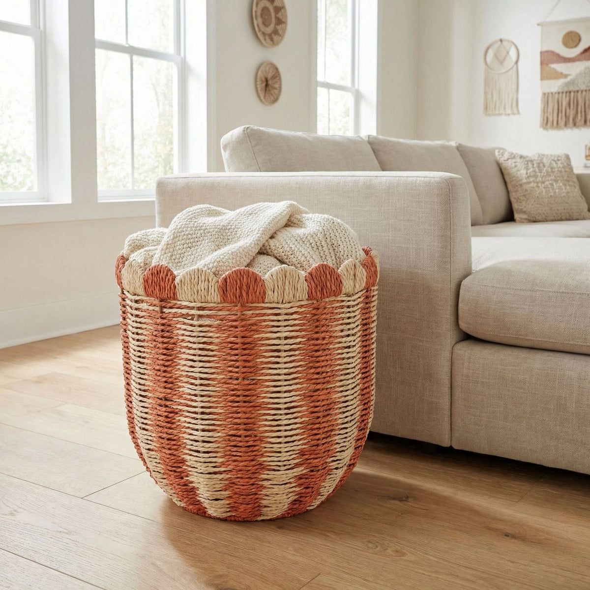 Decorative Storage Basket Woven Natural Fiber Handcrafted | High & Bury