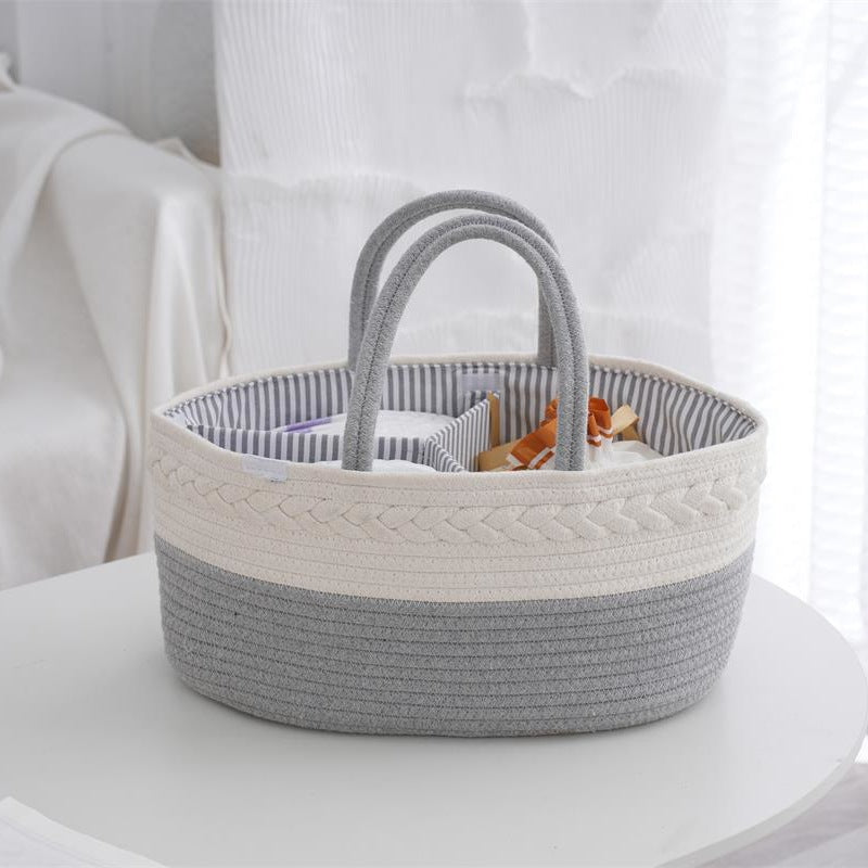 Decorative Storage Basket Yellow Gray | High & Bury