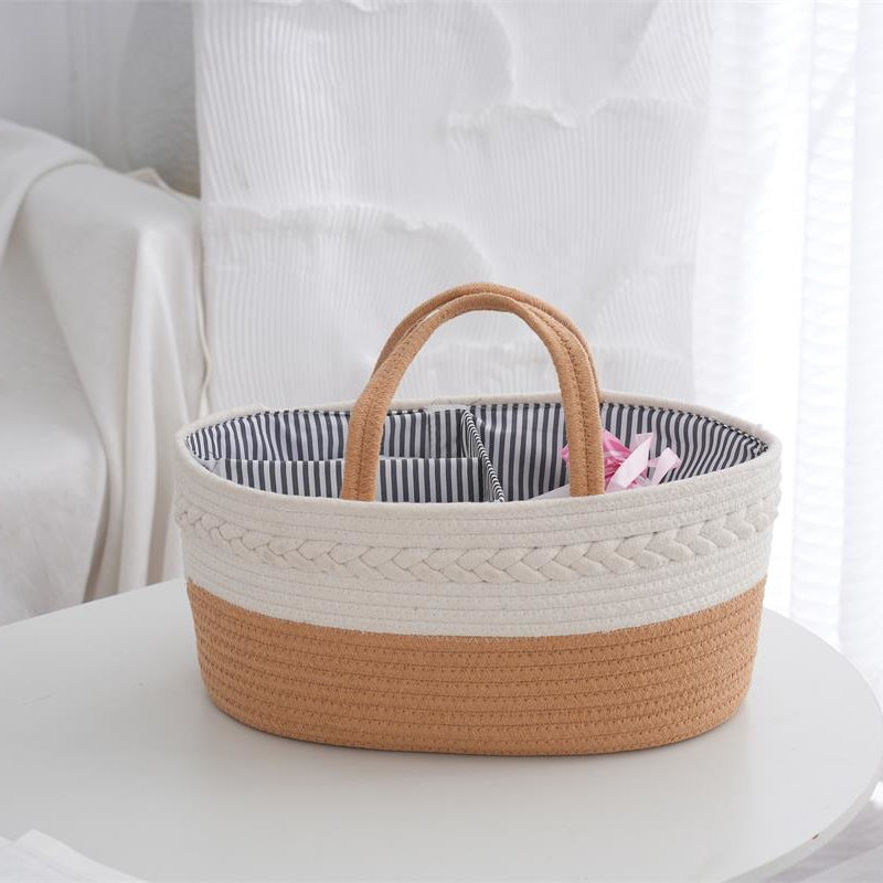 Decorative Storage Basket Yellow Gray | High & Bury