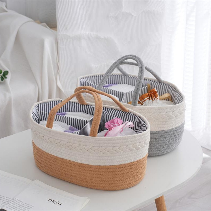 Decorative Storage Basket Yellow Gray | High & Bury
