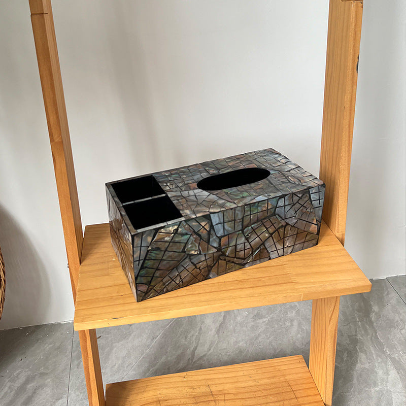 Decorative Tissue Box Holder Black Blue | High & Bury