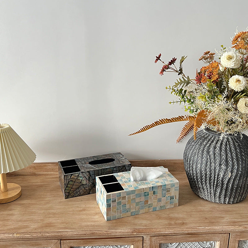 Decorative Tissue Box Holder Black Blue | High & Bury