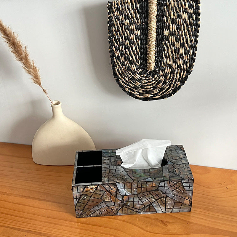 Decorative Tissue Box Holder Black Blue | High & Bury