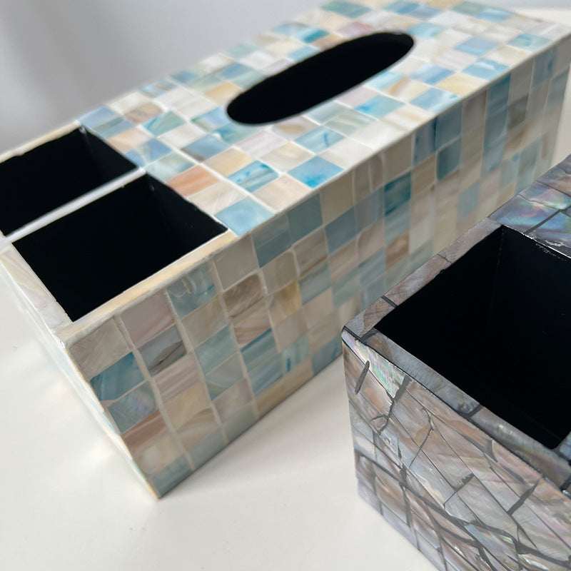 Decorative Tissue Box Holder Black Blue | High & Bury