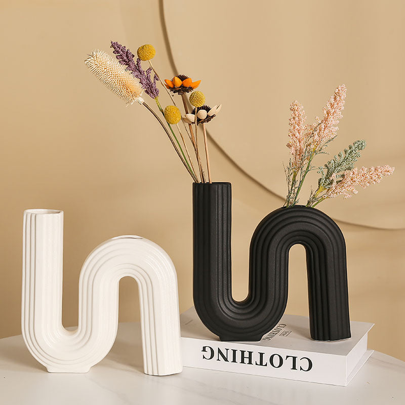 Decorative Vase White Black | High & Bury