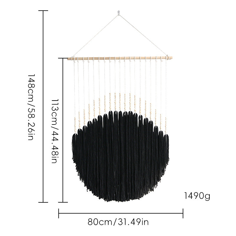 Decorative Wall Art with Wooden Beads and Thread Pendulum | High & Bury