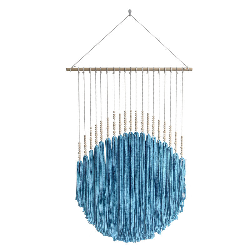 Decorative Wall Art with Wooden Beads and Thread Pendulum | High & Bury