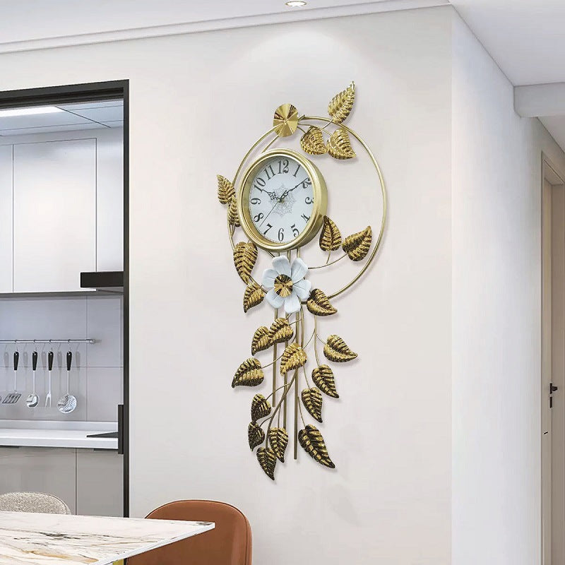Decorative Wall Clock with Floral Accents | High & Bury