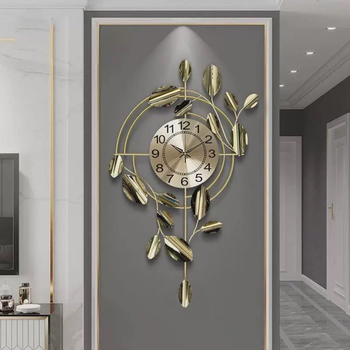 Decorative Wall Clock with Leaf Design | High & Bury