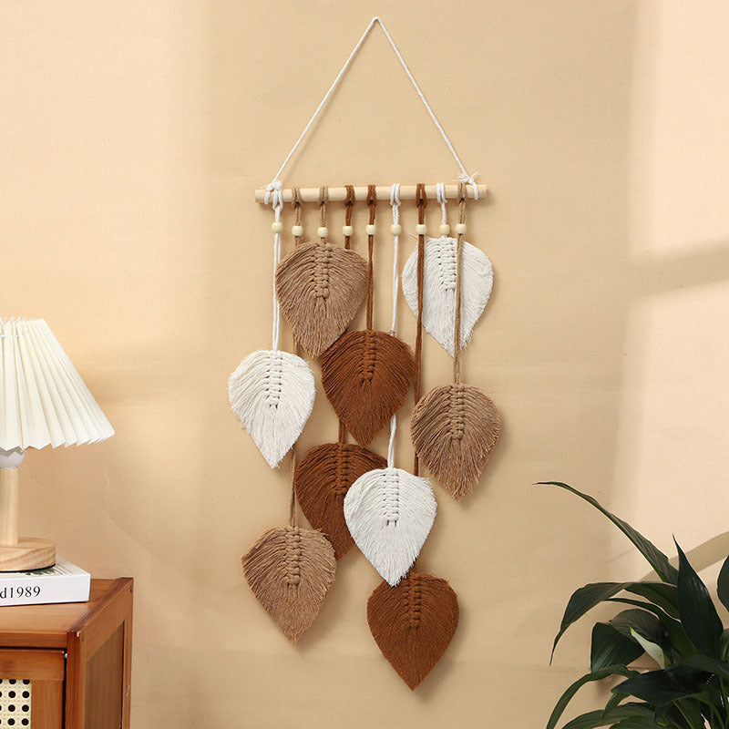 Decorative Wall Hanging Three Color Nine Leaves Brown | High & Bury