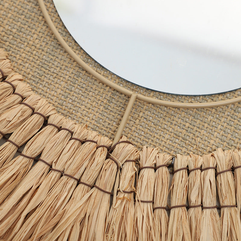 Decorative Wall Mirror with Natural Rattan Frame | High & Bury
