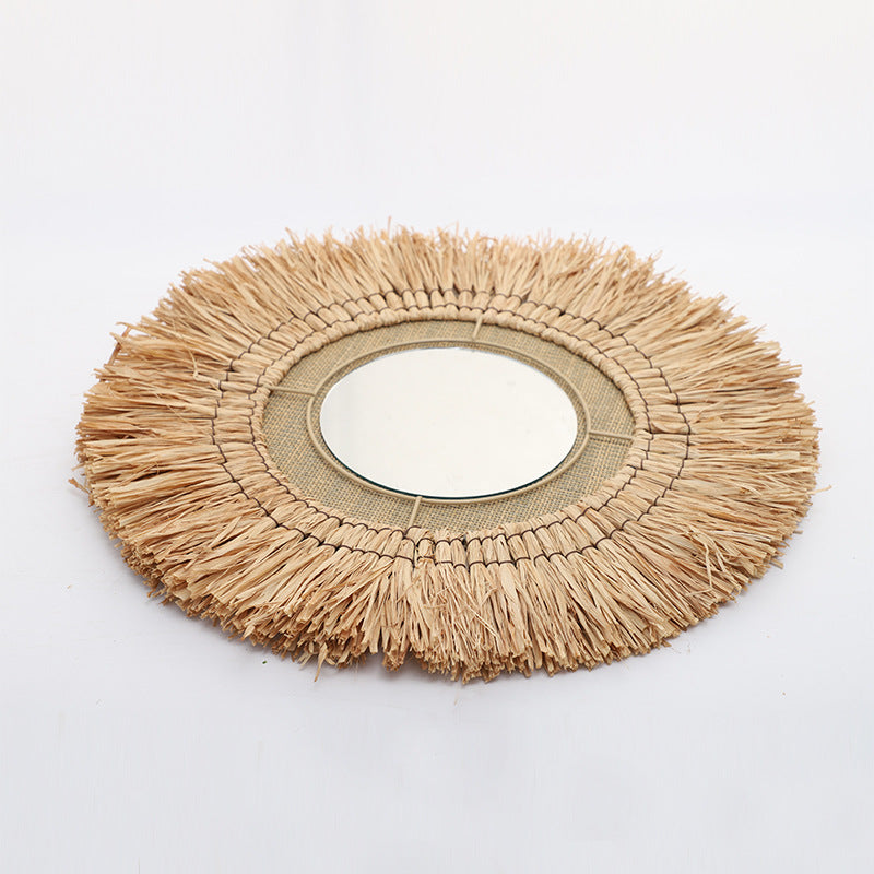 Decorative Wall Mirror with Natural Rattan Frame | High & Bury