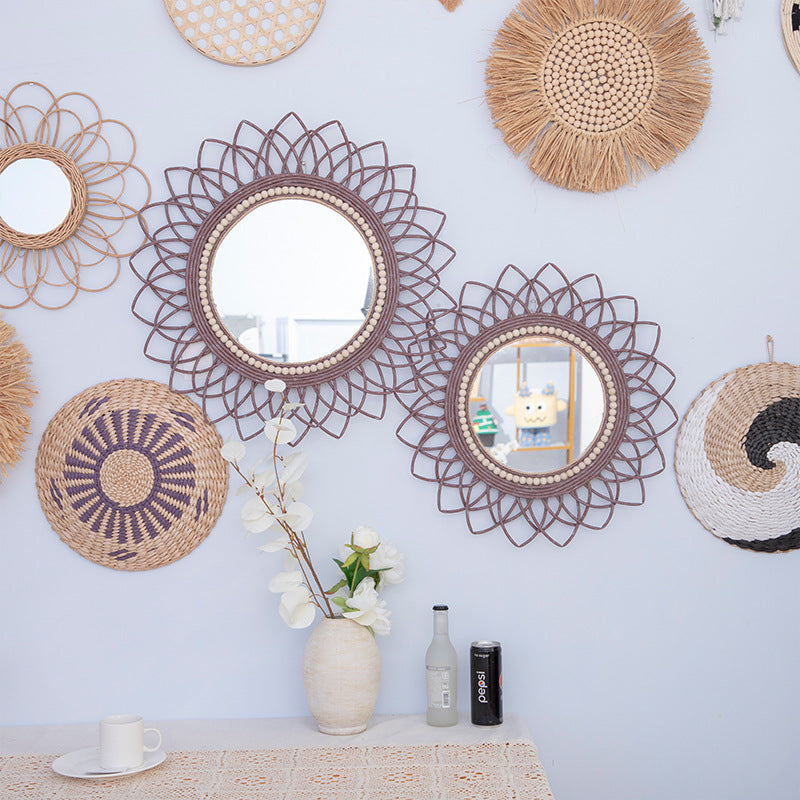Decorative Wall Mirror with Rattan Frame | High & Bury