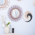 Decorative Wall Mirror with Rattan Frame | High & Bury