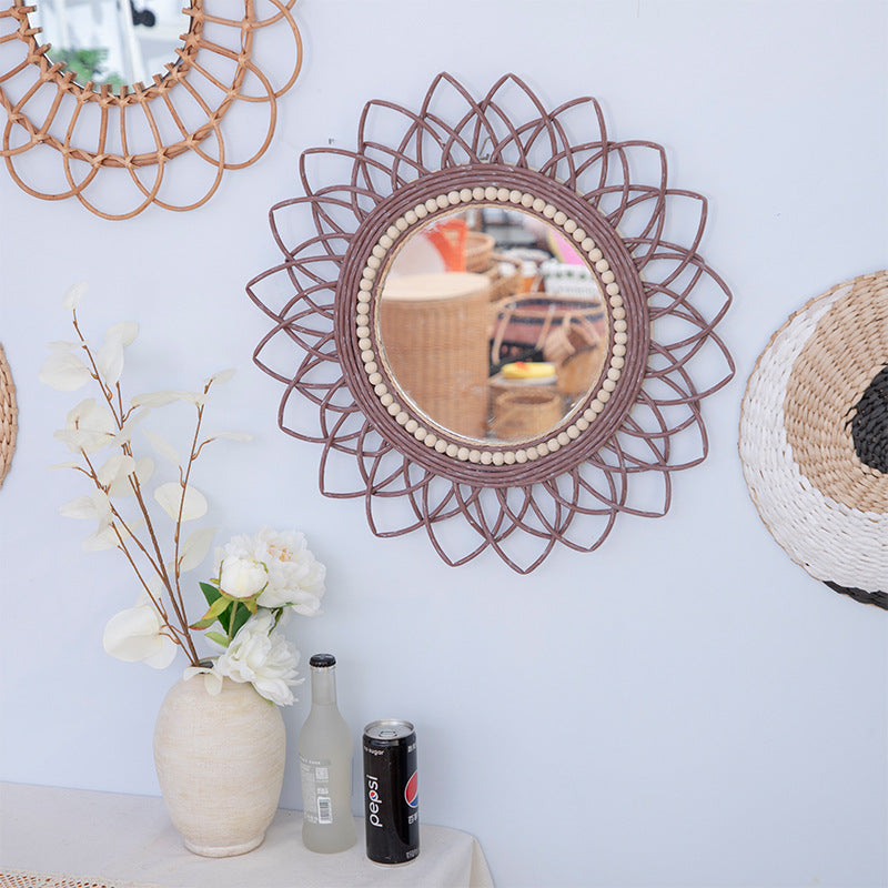 Decorative Wall Mirror with Rattan Frame | High & Bury