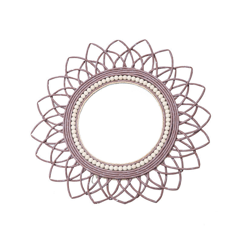 Decorative Wall Mirror with Rattan Frame | High & Bury