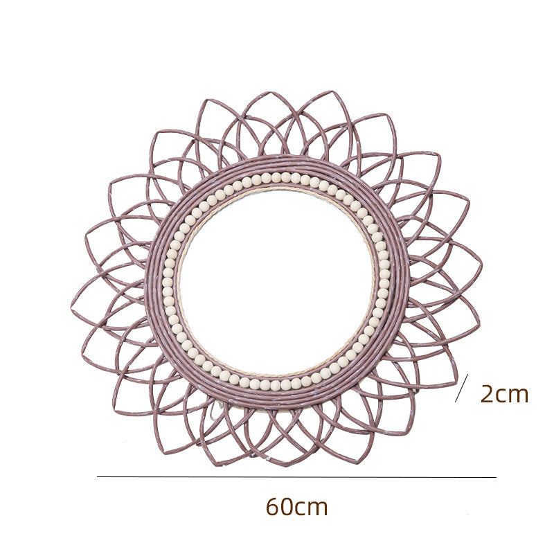 Decorative Wall Mirror with Rattan Frame | High & Bury