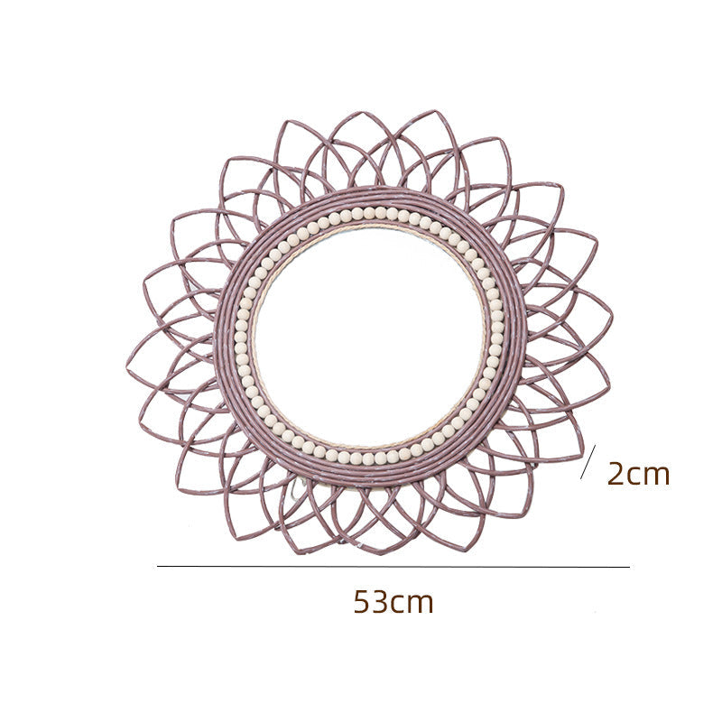Decorative Wall Mirror with Rattan Frame | High & Bury