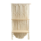 Decorative Wall-Mounted Macrame Shelf with Natural Wooden Accents | High & Bury