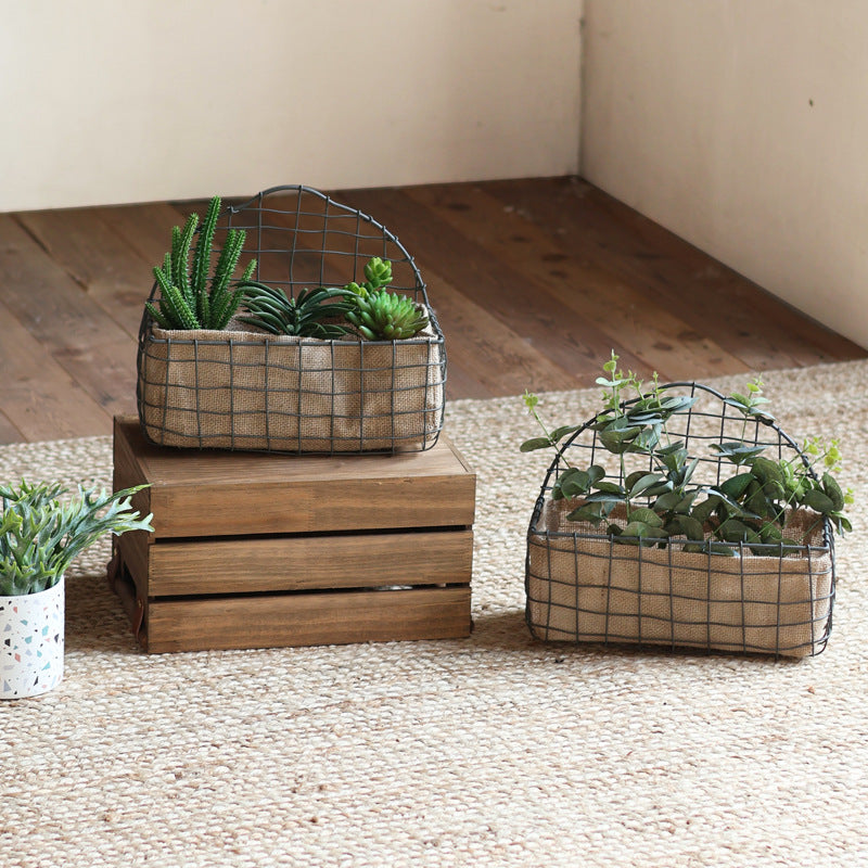 Decorative Wire Basket with Jute Bag | High & Bury