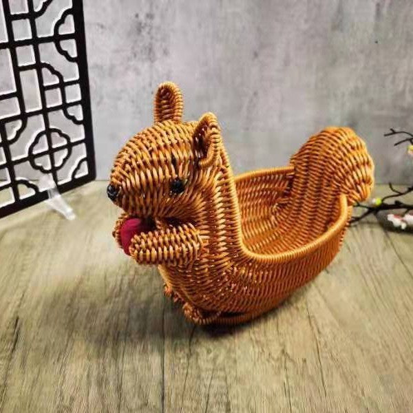 Decorative Woven Dog-Shaped Storage Basket | High & Bury
