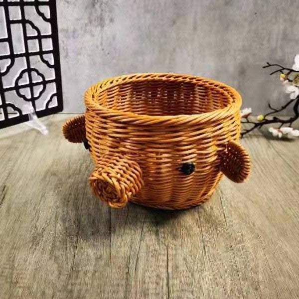 Decorative Woven Dog-Shaped Storage Basket | High & Bury