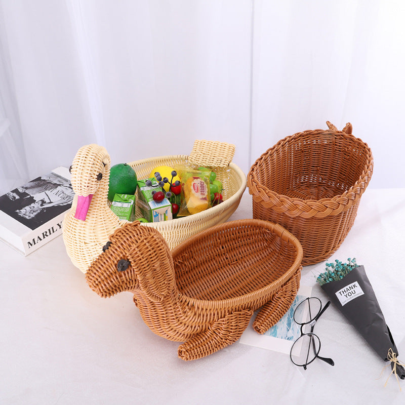 Decorative Woven Dog-Shaped Storage Basket | High & Bury