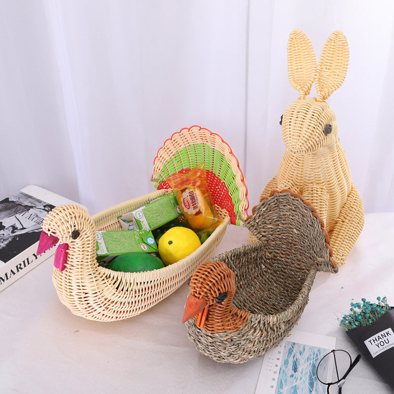 Decorative Woven Dog-Shaped Storage Basket | High & Bury