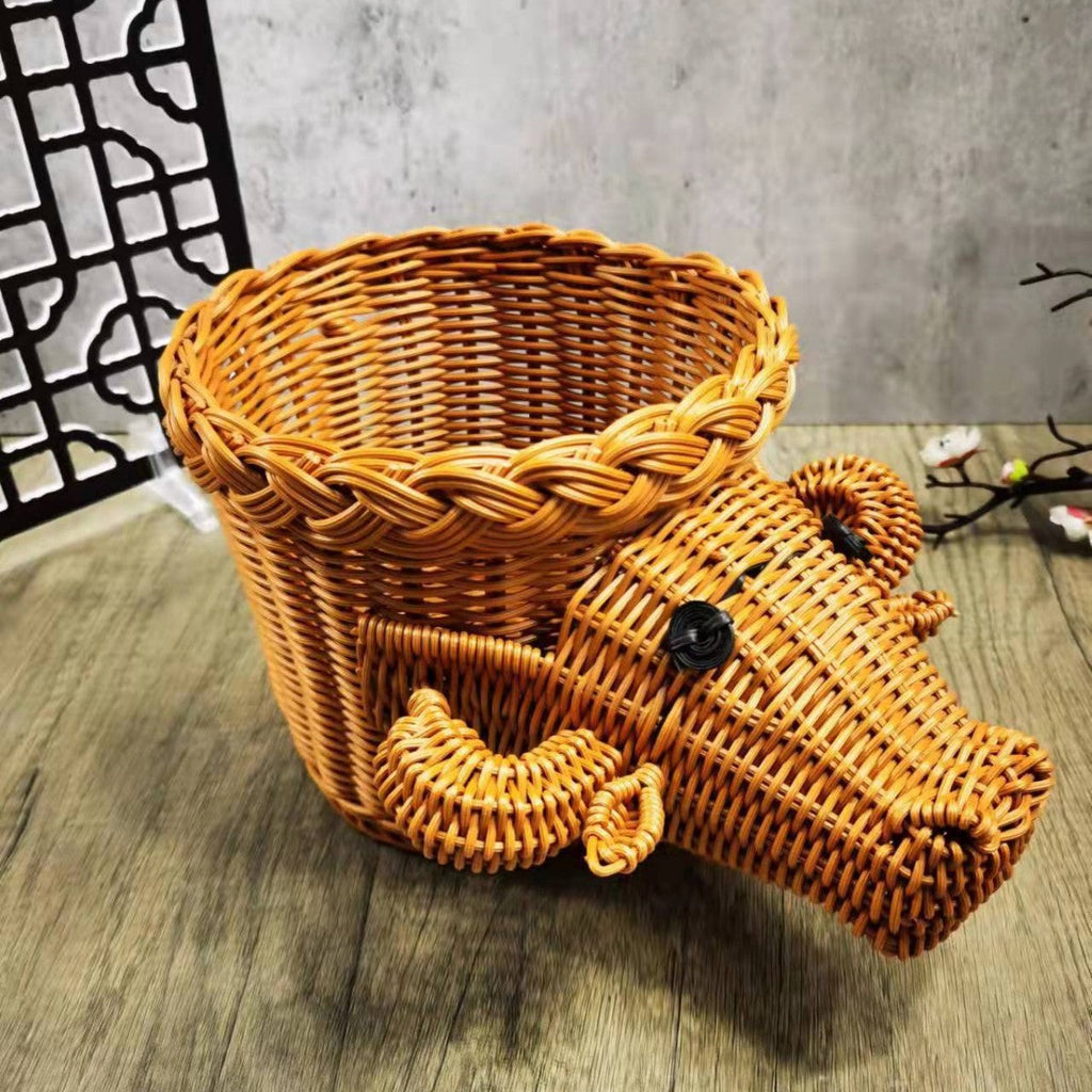 Decorative Woven Dog-Shaped Storage Basket | High & Bury