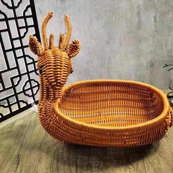 Decorative Woven Dog-Shaped Storage Basket | High & Bury