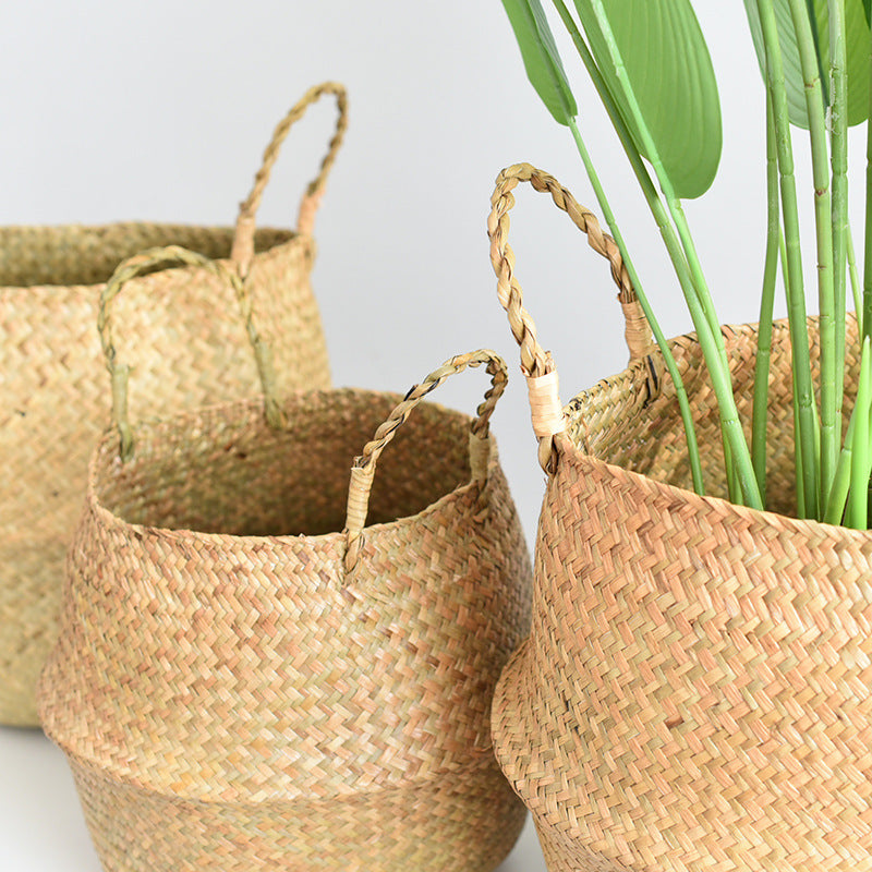 Decorative Woven Storage Basket Beige | High & Bury