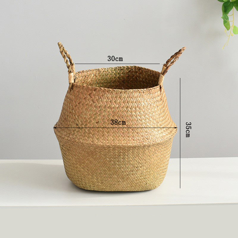 Decorative Woven Storage Basket Beige | High & Bury