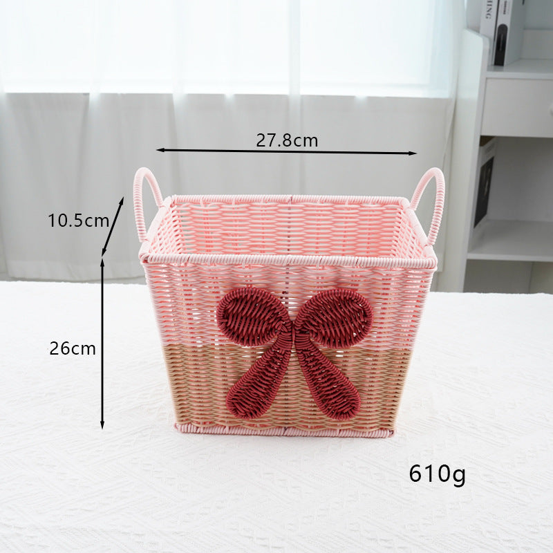 Decorative Woven Storage Basket with Bow Design | High & Bury