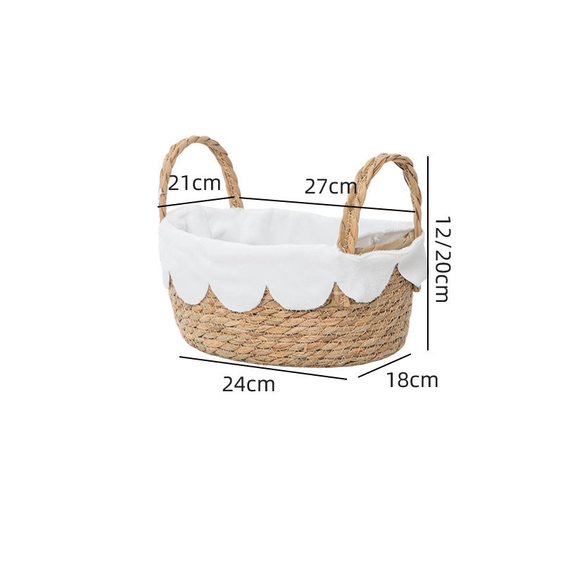 Decorative Woven Storage Basket with Scalloped Edges | High & Bury