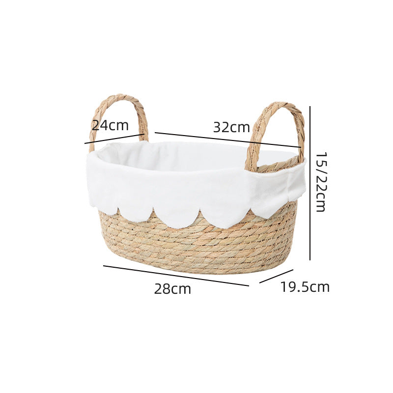 Decorative Woven Storage Basket with Scalloped Edges | High & Bury