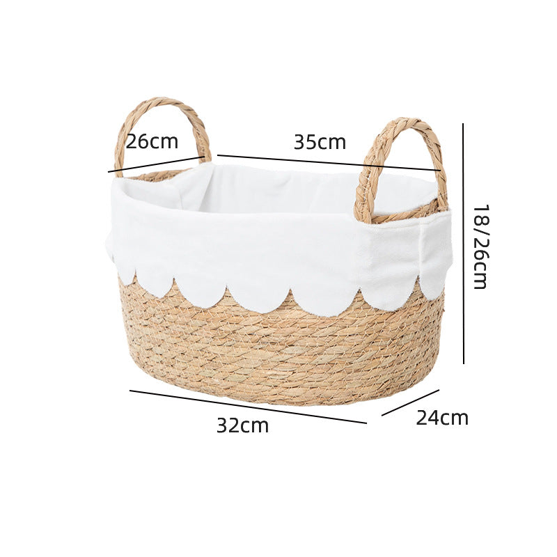 Decorative Woven Storage Basket with Scalloped Edges | High & Bury